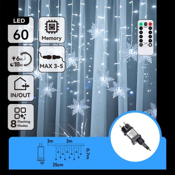Aigostar - Ghirlandă LED de exterior pentru Crăciun 120xLED/8 funcții 3x0,7m IP44 alb rece + telecomandă