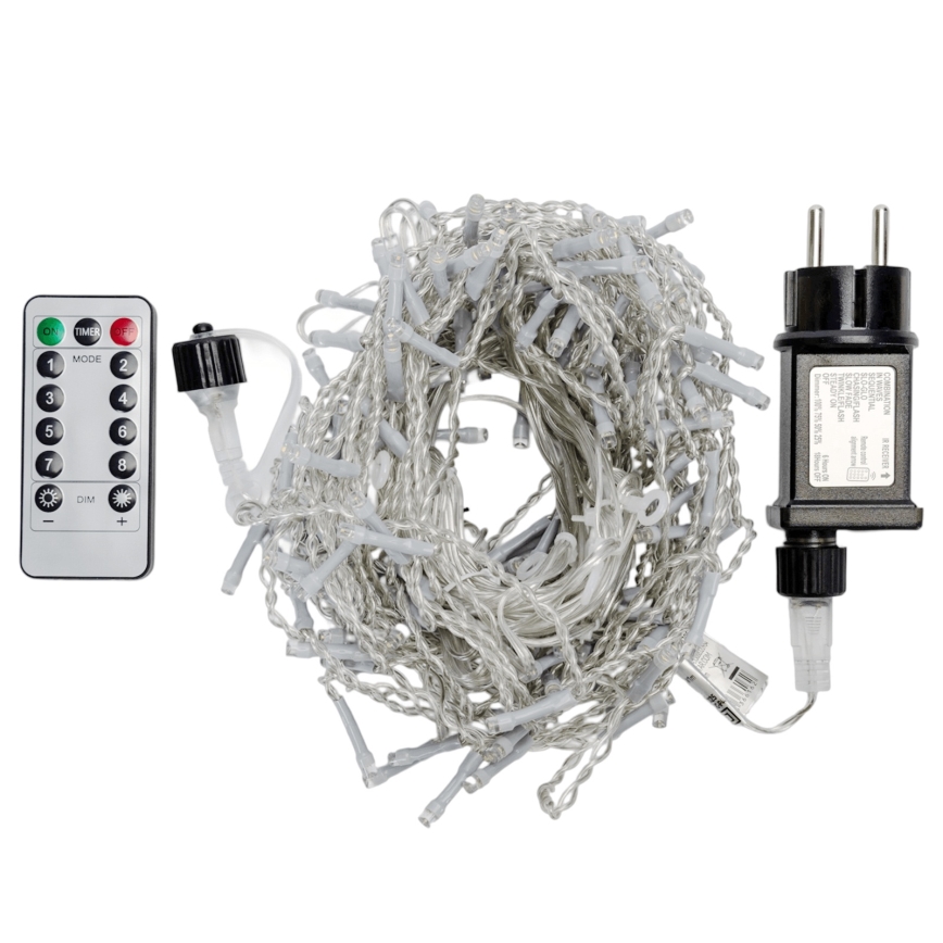 Aigostar - Ghirlandă LED de exterior pentru Crăciun 150xLED/6W/230V/8 funcții 1,5x1m IP44 alb cald + telecomandă