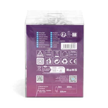 Aigostar - Ghirlandă LED de exterior pentru Crăciun 200xLED/8 funcții 23m IP44 alb rece