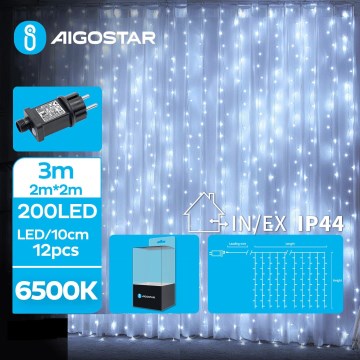 Aigostar - Ghirlandă LED de exterior pentru Crăciun, 200xLED/8 funcții, 5x2m, IP44, alb rece