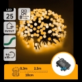Aigostar - Ghirlandă LED de exterior pentru Crăciun, 25 LED, 8 moduri, 3xAA, 2,8 m, IP44, alb cald