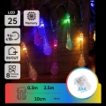 Aigostar - Ghirlandă LED de exterior pentru Crăciun 25xLED/8 funcții 3xAA 2,5m IP44 picături multicolore