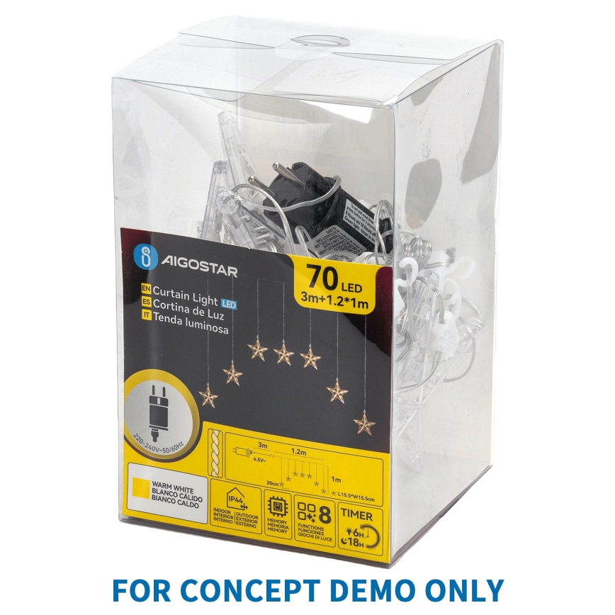 Aigostar - Ghirlandă LED de exterior pentru Crăciun 25x LED/8 funcții 3xAA 2,8m IP44 alb rece