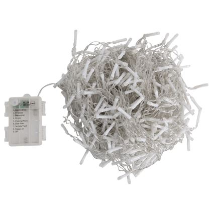 Aigostar - Ghirlandă LED de exterior pentru Crăciun, 300 LED/8 funcții, 3xAA, 18x0,6 m, IP44, alb cald