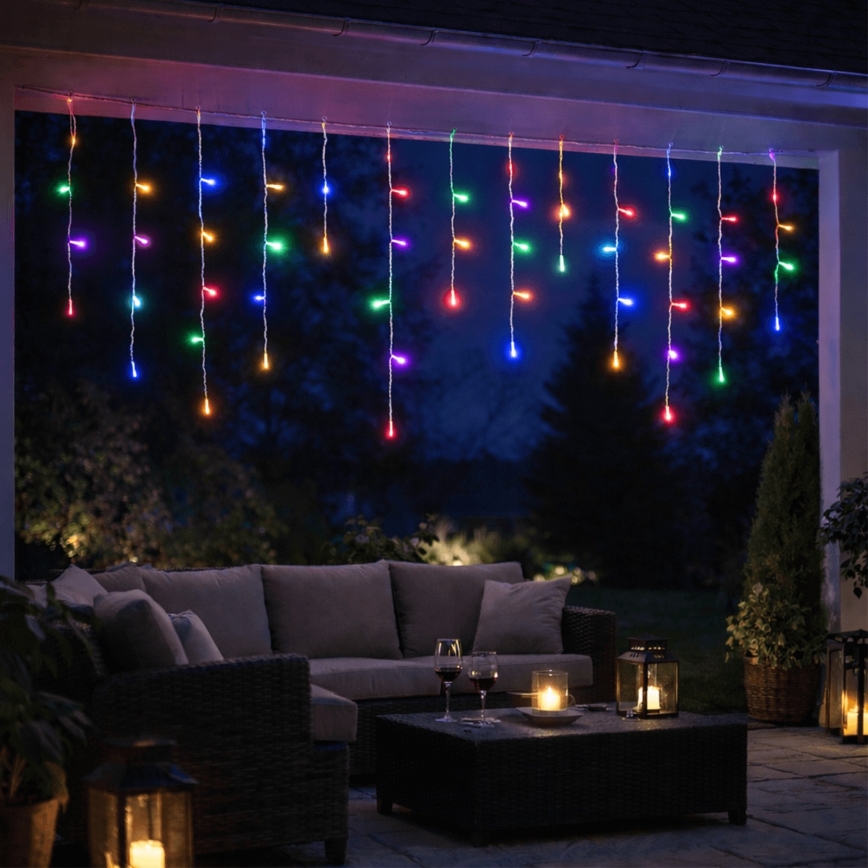 Aigostar - Ghirlandă LED de exterior pentru Crăciun, 300 LED-uri, 8 funcții, 3 x AA, 18 x 0,6 m, IP44, multicoloră