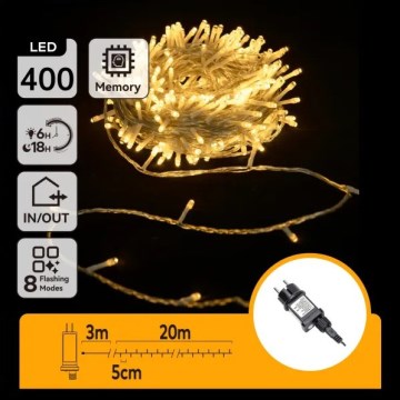 Aigostar - Ghirlandă LED de exterior pentru Crăciun 400xLED/8 funcții 20m IP44 alb cald