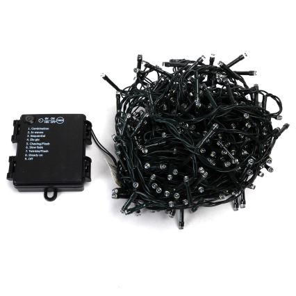 Aigostar - Ghirlandă LED de exterior pentru Crăciun, 400 LED, 8 funcții, 4x AA, 20,3 m, IP44, alb rece