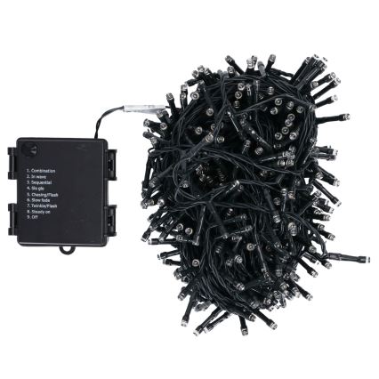 Aigostar - Ghirlandă LED pentru exterior de Crăciun, 500 LED, 8 funcții, alimentare 4xAA, 25,3 m, IP44, alb cald
