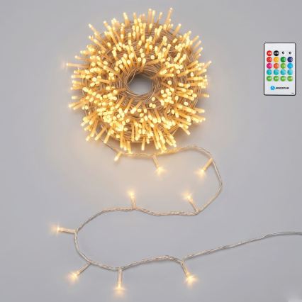 Aigostar - Ghirlandă LED reglabilă de Crăciun pentru exterior cu senzor de mișcare 100xLED/3xAA 12m alb cald + telecomandă