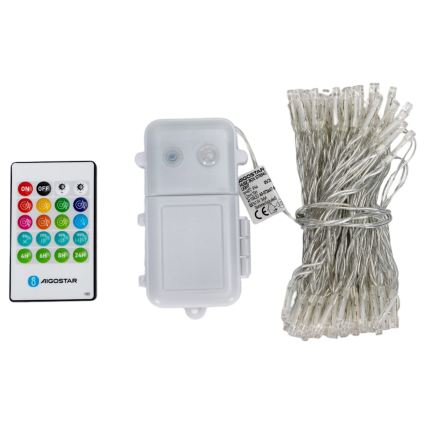 Aigostar - Ghirlandă LED reglabilă de Crăciun pentru exterior cu senzor de mișcare 100xLED/3xAA 12m alb cald + telecomandă