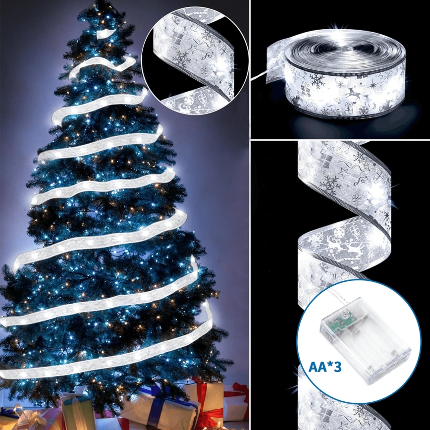 Aigostar - Ghirlandă LED 50xLED/3xAA, 5 m, alb cald, argintiu