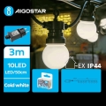 Aigostar - Ghirlandă LED decorativă pentru exterior, 10 LED, 3 m, IP44, alb rece