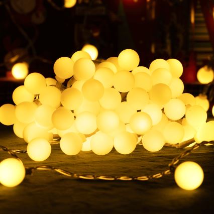 Aigostar - Ghirlandă luminoasă LED de exterior, 50 LED, 8 funcții, 5 m, IP44, alb cald