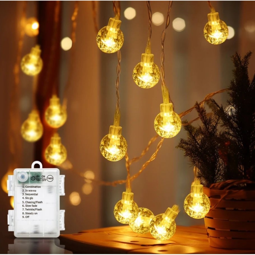 Aigostar - Ghirlandă LED pentru exterior 100xLED/3xAA/8 funcții 10,3 m IP44 alb cald