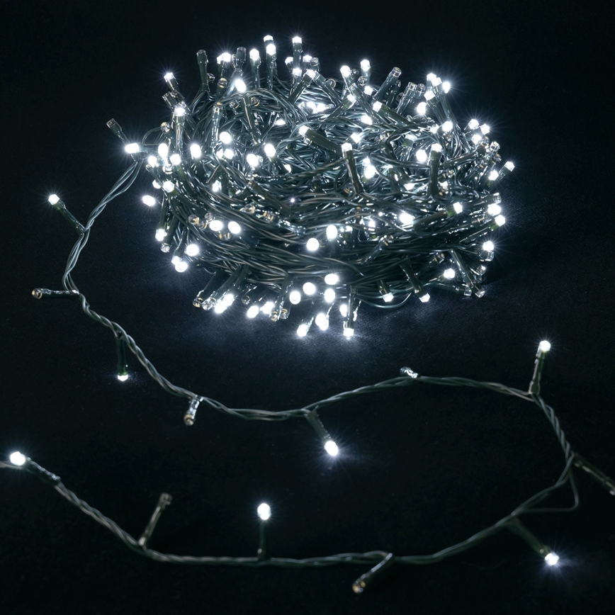 Aigostar - Ghirlandă LED pentru exterior, 100 LED, 8 moduri, alimentare 3x AA, 5,3 m, IP44, alb rece