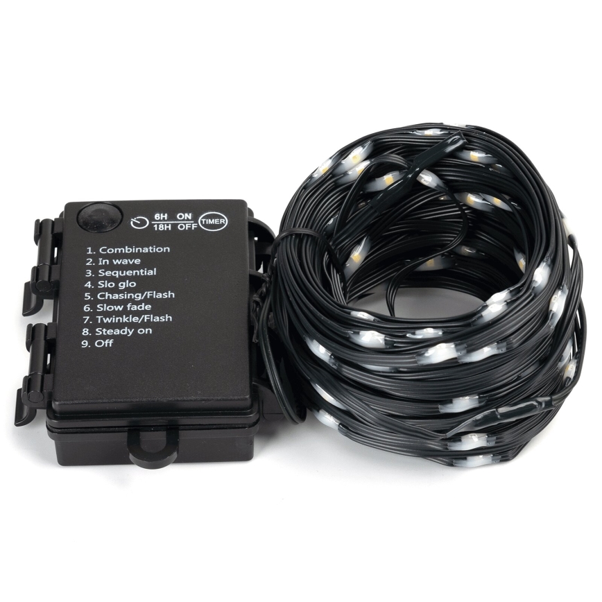 Aigostar - Ghirlandă LED pentru exterior, 150 LED, 8 funcții, 3x AA, 15,3 m, IP44, alb cald