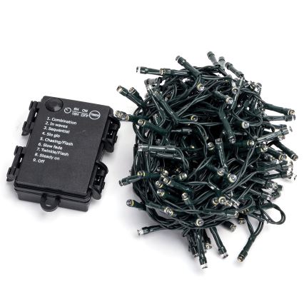 Aigostar - Ghirlandă LED pentru exterior, 200 LED, 8 funcții, 3x AA, 10,3 m, IP44, alb cald