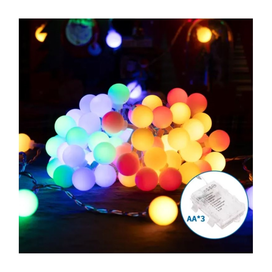 Aigostar - Ghirlandă LED pentru exterior, 25xLED/3xAA/8 funcții, 2,8 m, IP44, multicolor