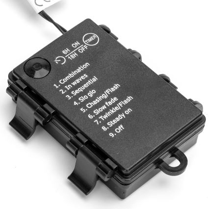 Aigostar - Ghirlandă LED pentru exterior, 300 LED, 8 funcții, 3xAA, 15,3 m, IP44, alb cald