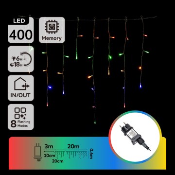 Aigostar - Ghirlandă LED pentru exterior, 400 LED, 8 funcții, 23 x 0,6 m, IP44, multicolor