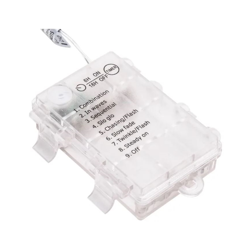 Aigostar - Ghirlandă LED pentru exterior 50 LED/3xAA/8 funcții 5,3 m IP44 alb cald