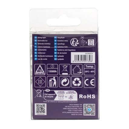 Aigostar - Ghirlandă LED pentru exterior, 50 LED/8 funcții, 3xAA, 5,3 m, IP44, alb cald