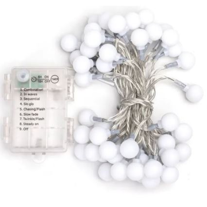 Aigostar - Ghirlandă LED de exterior, 50 LED/3x AA/8 funcții, 5,3 m, IP44, alb rece
