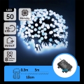 Aigostar - Ghirlandă LED pentru exterior, 50 LED-uri, 8 funcții, 3xAA, 5,3 m, IP44, alb rece