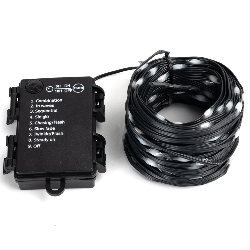 Aigostar - Ghirlandă LED pentru exterior, 50 LED-uri, 8 funcții, alimentare 3 x AA, 5,3 m, IP44, multicolor