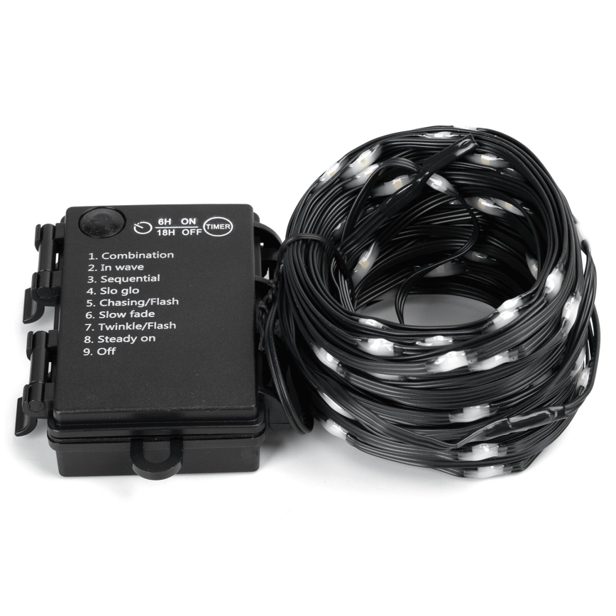 Aigostar - Ghirlandă LED pentru exterior, 50xLED/8 funcții, 3xAA, 5,3 m, IP44, alb rece