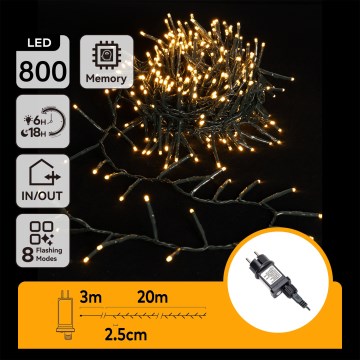 Aigostar - Ghirlandă LED pentru exterior, 800 LED-uri, 8 funcții, 23 m, IP44, alb cald