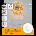 Aigostar - Ghirlandă LED reglabilă de Crăciun pentru exterior cu senzor de mișcare 100xLED/3xAA 12m alb cald + telecomandă