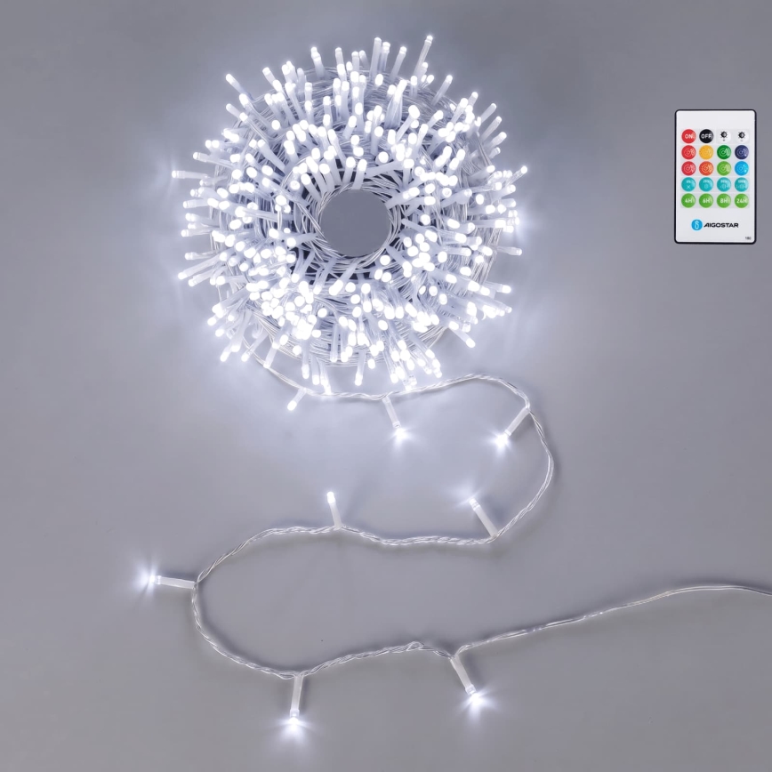Aigostar - Șir luminos LED reglabil de exterior pentru Crăciun cu senzor de mișcare 100xLED/3xAA 12m alb rece + telecomandă