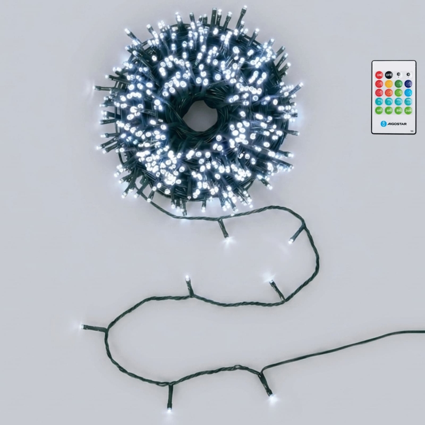 Aigostar - Ghirlandă LED reglabilă de Crăciun pentru exterior cu senzor de mișcare 100xLED/3xAA 12m alb rece + telecomandă