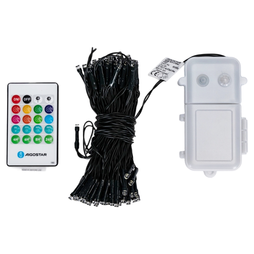 Aigostar - Ghirlandă LED reglabilă de Crăciun pentru exterior cu senzor de mișcare 100xLED/3xAA 12m alb rece + telecomandă