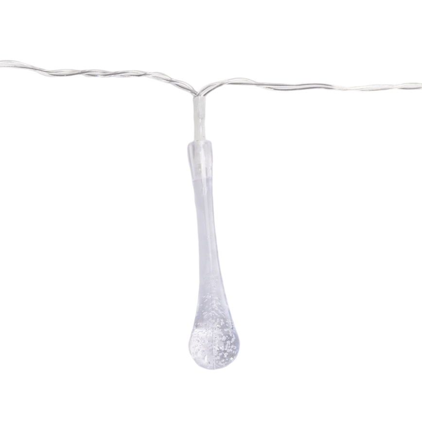 Aigostar - Ghirlandă LED de exterior pentru Crăciun, 25 LED, 8 funcții, alimentare 3x AA, 2,5 m, IP44, picături multicolore