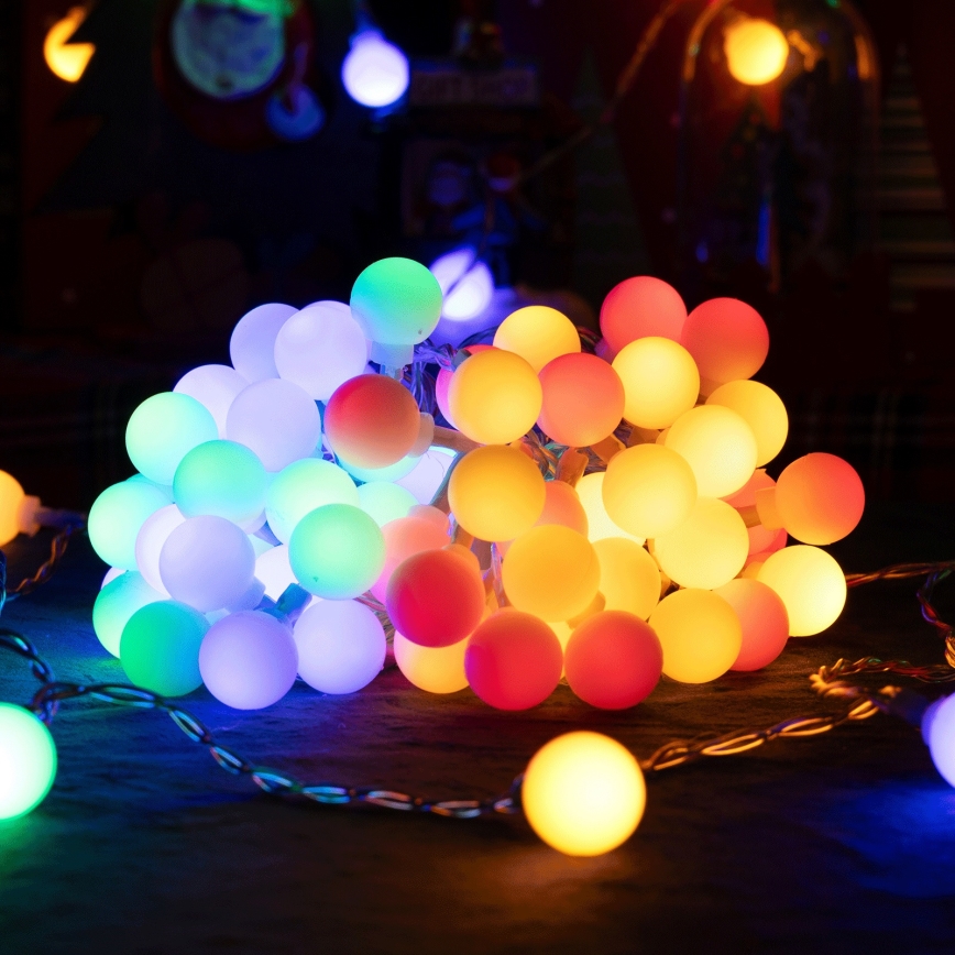 Aigostar - Ghirlandă LED decorativă pentru exterior, 50 LED, 8 funcții, 5 m, IP44, multicoloră