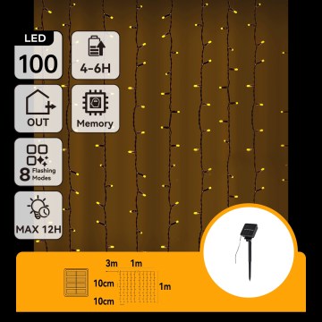 Aigostar - Ghirlandă LED solară 100xLED/8 funcții 4x1m IP65 alb cald 800 mAh