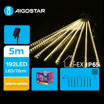 Aigostar - Ghirlandă LED solară de Crăciun 192xLED/8m IP65 1200 mAh alb cald
