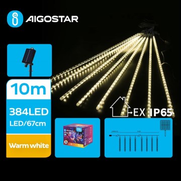 Aigostar - Ghirlandă LED solară de Crăciun 384xLED/13m 1200 mAh IP65 alb cald