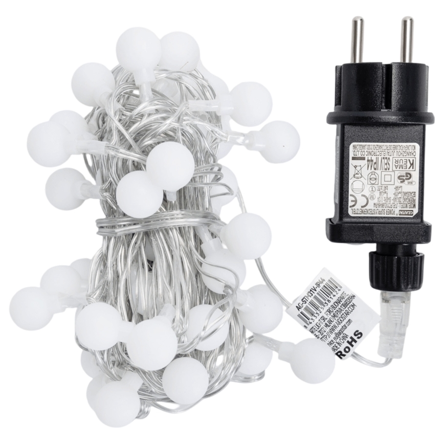 Aigostar - Ghirlandă LED decorativă pentru exterior, 50xLED / 8 funcții, 5 m, IP44, alb rece