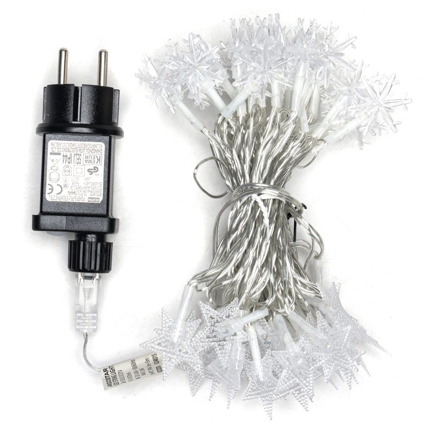 Aigostar - Ghirlandă luminoasă de exterior pentru Crăciun, 50 LED, 8 funcții, 8 m, IP44, alb cald