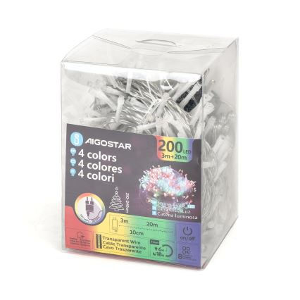 Aigostar - Ghirlandă luminoasă de exterior pentru Crăciun cu 200 LED, 8 moduri, 23 m, IP44, multicolor