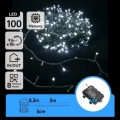 Aigostar - Ghirlandă luminoasă LED de Crăciun pentru exterior, 100 LED, 8 moduri, alimentare 3x AA, 5,3 m, IP44, alb rece
