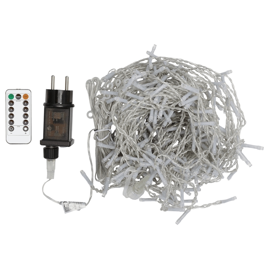 Aigostar - Ghirlandă LED pentru exterior, 300 LED-uri, 8 funcții, 3 x 1 m, IP44, alb rece, cu telecomandă