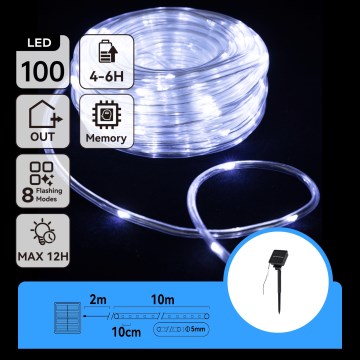 Aigostar - Ghirlandă luminoasă LED solară de Crăciun 100xLED/8 funcții 12m IP65 alb rece 800 mAh