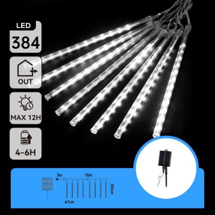 Aigostar - Ghirlandă solară LED de Crăciun 384xLED/13m IP65 1200 mAh alb rece