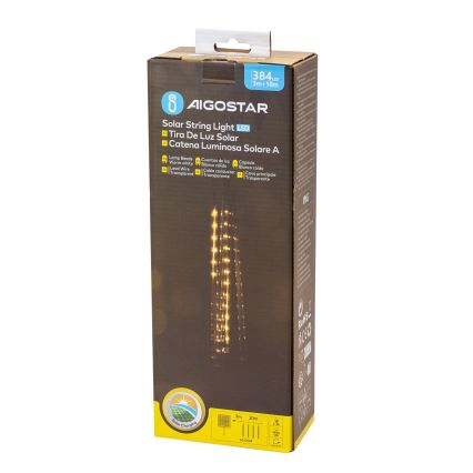 Aigostar - Ghirlandă LED solară de Crăciun 384xLED/13m 1200 mAh IP65 alb cald