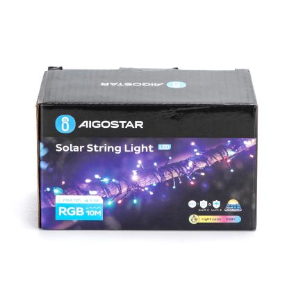 Aigostar - Ghirlandă solară LED, 100 LED / 8 funcții, 12 m, IP65, multicoloră