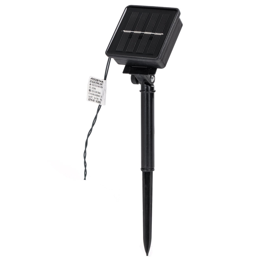 Aigostar - Ghirlandă solară cu LED, 50 LED / 8 moduri, 800 mAh, 12 m, IP65, multicolor